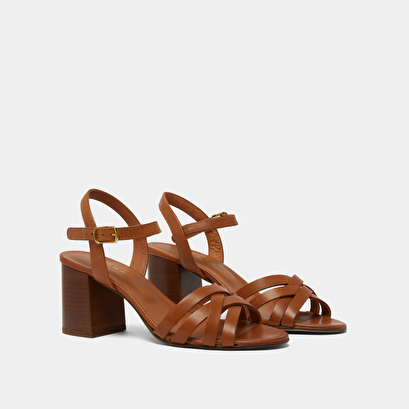 Sandales à bouts ouverts en cuir camel | DANELLE | Jonak