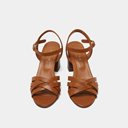 Sandales à bouts ouverts en cuir camel | DANELLE | Jonak