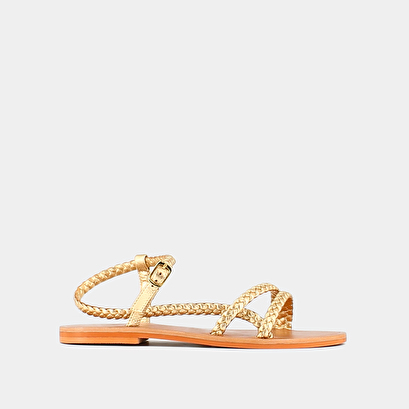 Sandales à brides en cuir métallisé or | WAL | Jonak