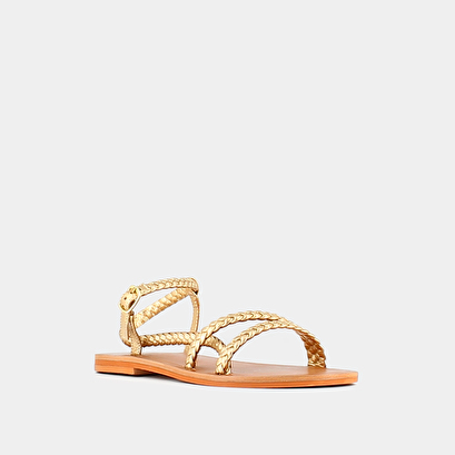 Sandales à brides en cuir métallisé or | WAL | Jonak