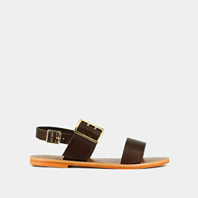 Sandales à brides et bouts ouverts en cuir marron foncé | WENDEL | Jonak