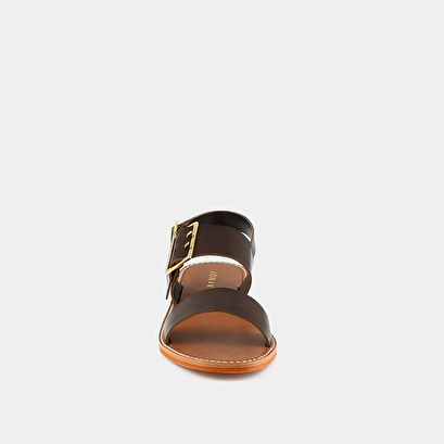 Sandales à brides et bouts ouverts en cuir marron foncé | WENDEL | Jonak