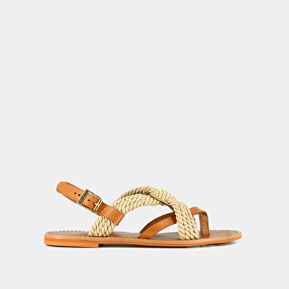 Sandales à brides entrecroisées en cuir camel/beige | WINNA | Jonak