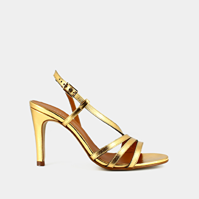 Sandales à talons brides en cuir métallisé or | DUBBLE | Jonak