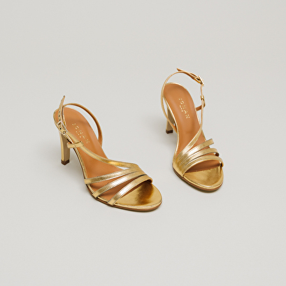 Sandales à talons brides en cuir métallisé or | DUBBLE | Jonak
