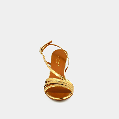 Sandales à talons brides en cuir métallisé or | DUBBLE | Jonak