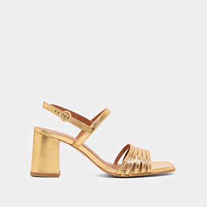 Sandales à bouts carrés et brides en cuir métallisé or | VIVIENNE | Jonak