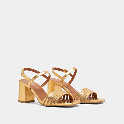 Sandales à bouts carrés et brides en cuir métallisé or | VIVIENNE | Jonak