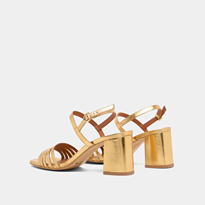 Sandales à bouts carrés et brides en cuir métallisé or | VIVIENNE | Jonak