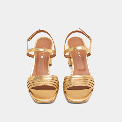 Sandales à bouts carrés et brides en cuir métallisé or | VIVIENNE | Jonak