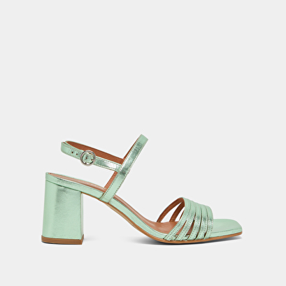 Sandales à bouts carrés et brides en cuir métallisé vert clair | VIVIENNE | Jonak