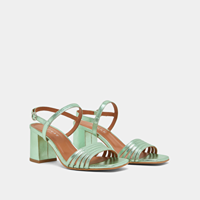 Sandales à bouts carrés et brides en cuir métallisé vert clair | VIVIENNE | Jonak