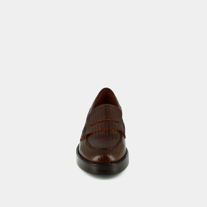 Mocassins &agrave; bouts ronds en cuir reptile marron | MIRNA | Jonak