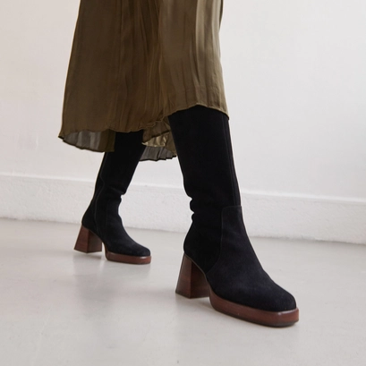 Bottes &agrave; plateformes en croute noir | BETINA | Jonak
