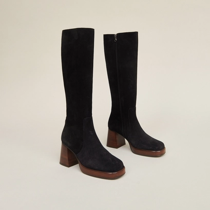 Bottes &agrave; plateformes en croute noir | BETINA | Jonak