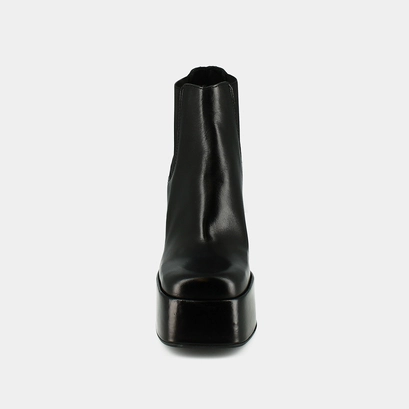 Boots &agrave; plateformes et bouts carr&eacute;s en cuir noir | BOB | Jonak