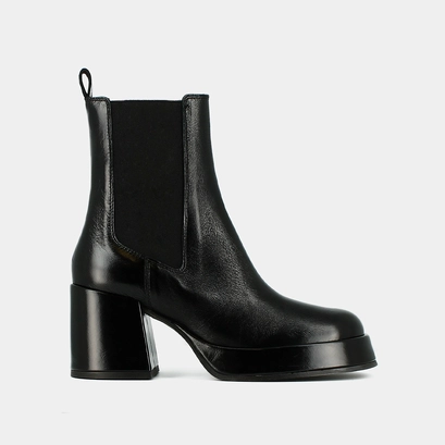 Bottines à plateformes et bouts carrés noir