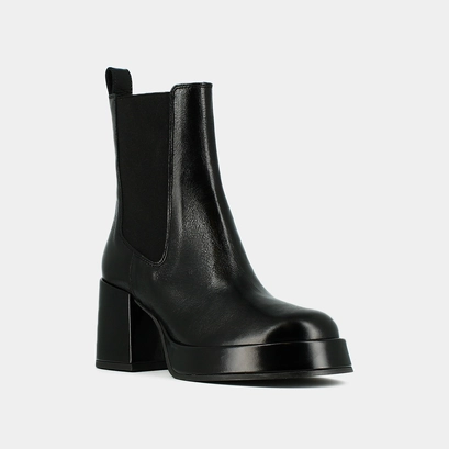 Bottines à plateformes et bouts carrés noir