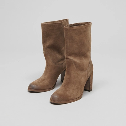 Boots &agrave; talons et bouts ovales en croute taupe | FRANCINE | Jonak
