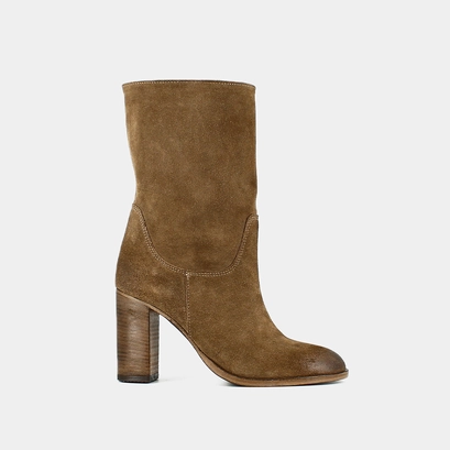 Boots &agrave; talons et bouts ovales en croute taupe | FRANCINE | Jonak