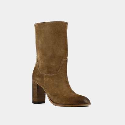Boots &agrave; talons et bouts ovales en croute taupe | FRANCINE | Jonak