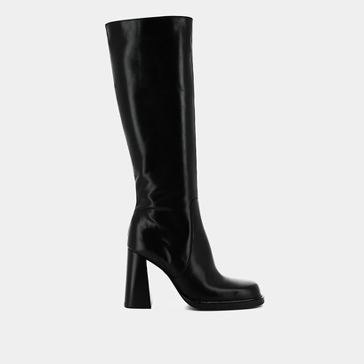 Bottes &agrave; talons et bouts carr&eacute;s en cuir noir | BERTRAND | Jonak