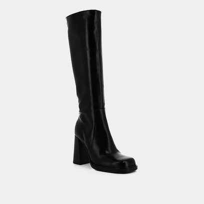 Bottes &agrave; talons et bouts carr&eacute;s en cuir noir | BERTRAND | Jonak