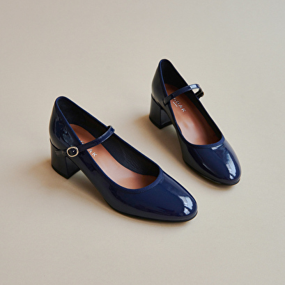 Babies à talons en cuir verni bleu | DALMATIE | Jonak