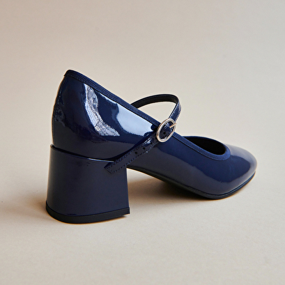Babies à talons en cuir verni bleu | DALMATIE | Jonak