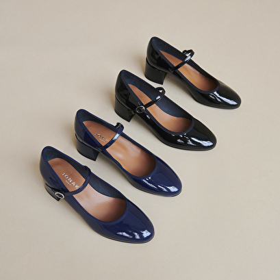 Babies à talons en cuir verni bleu | DALMATIE | Jonak