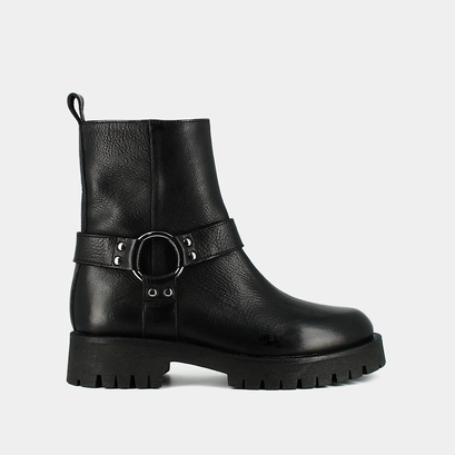 Boots &agrave; sangles et semelles crant&eacute;es en cuir grain&eacute; noir | REGINA | Jonak