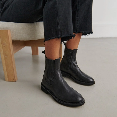 Chelsea boots en cuir vieilli noir | RICK | Jonak