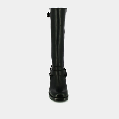Bottes hautes à bouts ronds et boucles noir