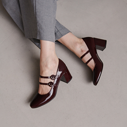 Babies à talons en cuir verni bordeaux | DONIA | Jonak