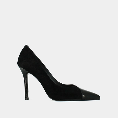 Escarpins pointus en cuir et velours noir | DOUG | Jonak