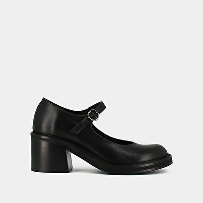 Babies à talons et semelles épaisses en cuir noir | MALAGA | Jonak