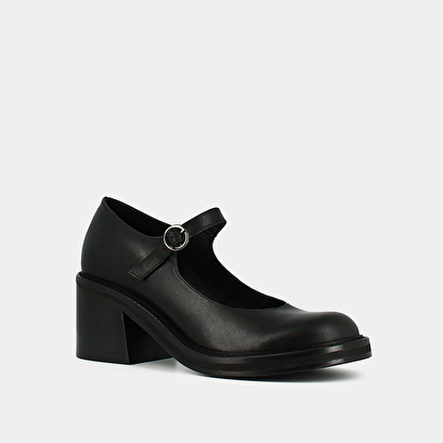 Babies à talons et semelles épaisses en cuir noir | MALAGA | Jonak