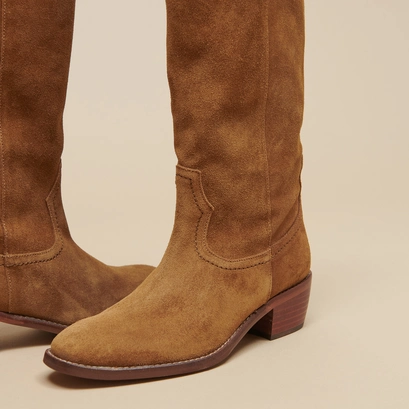 Bottes hautes &agrave; bouts ovales en croute cognac | MANHATTAN | Jonak