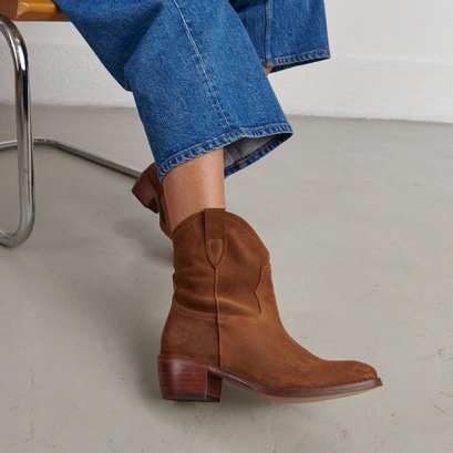 Boots &agrave; bouts ovales en croute cognac | MARBELLA | Jonak