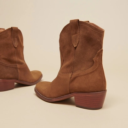 Boots &agrave; bouts ovales en croute cognac | MARBELLA | Jonak