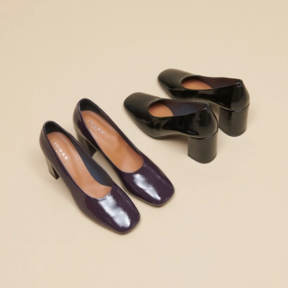 Escarpins &agrave; bouts pointus en cuir brillant noir | DELAWARE | Jonak