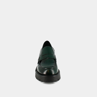 Mocassins &agrave; semelles crant&eacute;es en cuir glac&eacute; vert | RIMANA | Jonak