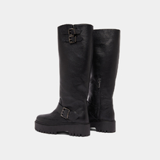 Bottes &agrave; sangles et semelles crant&eacute;es noir