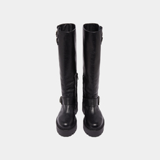 Bottes &agrave; sangles et semelles crant&eacute;es noir
