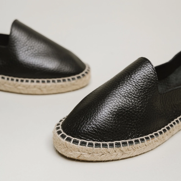 Espadrilles en cuir grainé noir | MAX | Jonak