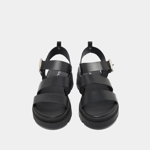 Sandales à plateformes et boucles en cuir noir | PRIAME | Jonak