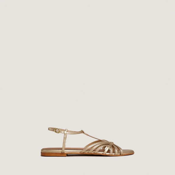 Sandales &agrave; brides en cuir m&eacute;tallis&eacute; or | WALLONIE | Jonak