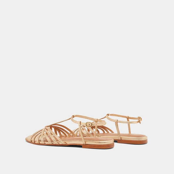 Sandales &agrave; brides en cuir m&eacute;tallis&eacute; or | WALLONIE | Jonak