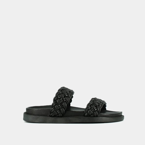 Mules à brides entrelacées en cuir noir | WALTER | Jonak