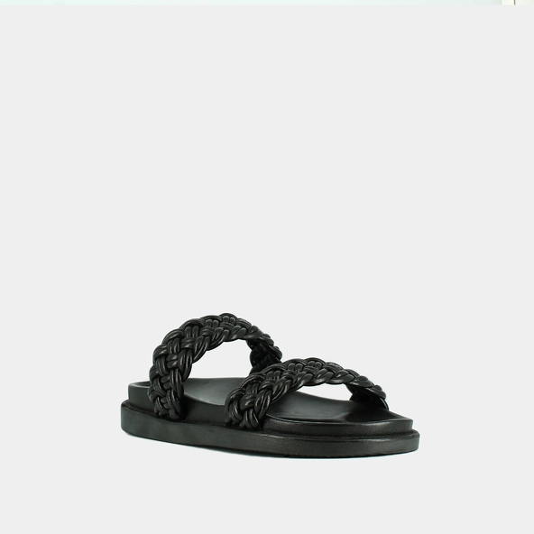 Mules à brides entrelacées en cuir noir | WALTER | Jonak